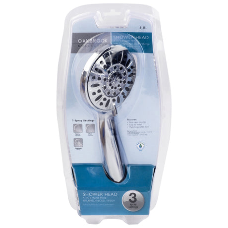 OakBrook Chrome PVC 3 settings Handheld Showerhead 1.8 gpm