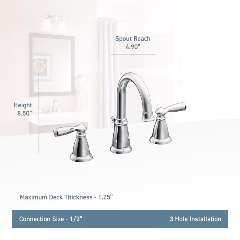 Moen Banbury Chrome Traditional Bathroom Faucet 8-16 in.