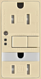 Eaton Wiring Devices TRSGFNL15V-K GFCI and Nightlight, 2 -Pole, 15 A, 125 V, Back, Side Wiring, NEMA: 5-15R, Ivory