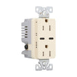 Eaton Wiring Devices TRUSBC15V-BOX Combination USB Charger with Duplex Receptacle, 2-Pole, 15 A, 125 V, 2-USB Port, Pack of 10