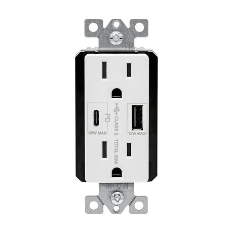 Eaton TRUSBPDAC15W-BOX Receptacle, 15 A, 125 V, Type A, C USB, NEMA: 5-15R, White, Pack of 4