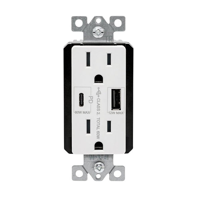 Eaton TRUSBPDAC15W-BOX Receptacle, 15 A, 125 V, Type A, C USB, NEMA: 5-15R, White, Pack of 4
