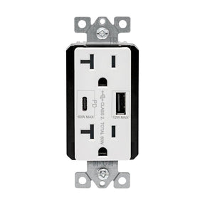 Eaton TRUSBPDAC20W-BOX Receptacle, 20 A, 125 V, Type A, C USB, NEMA: 5-20R, White, Pack of 4