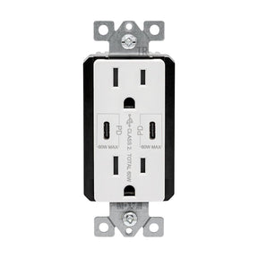 Eaton TRUSBPDC15W-BOX Receptacle, 15 A, 125 V, Type C USB, NEMA: 5-15R, White, Pack of 4