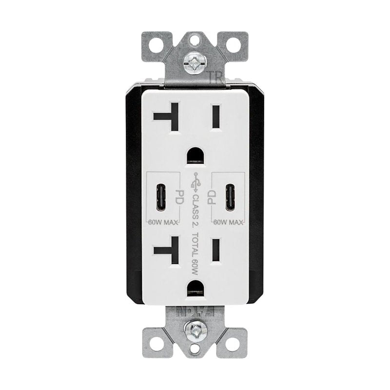 Eaton TRUSBPDC20W-BOX Receptacle, 20 A, 125 V, Type C USB, NEMA: 5-20R, White, Pack of 4