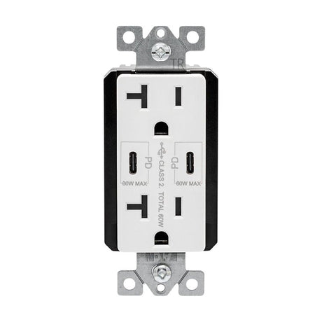 Eaton TRUSBPDC20W-BOX Receptacle, 20 A, 125 V, Type C USB, NEMA: 5-20R, White, Pack of 4