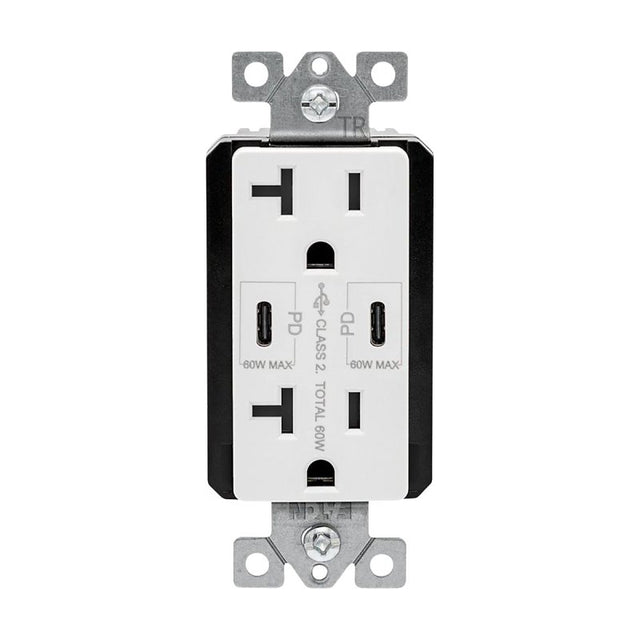 Eaton TRUSBPDC20W-BOX Receptacle, 20 A, 125 V, Type C USB, NEMA: 5-20R, White, Pack of 4