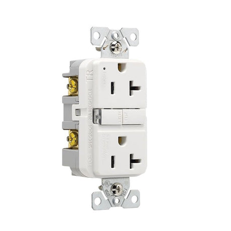 Eaton TRGF20W-BX-L Receptacle, 125 V, 20 A, NEMA: 5-20R, GFCI Socket, Back, Side Wiring, White, Pack of 10