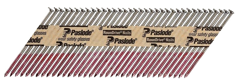 Paslode 650839 Framing Nail, Strip Collation, 3-1/4 in L, Steel, Bright, Round Head, Smooth Shank