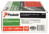 Paslode 650385 Framing Nail, 3 in L, Steel, Galvanized, Full-Round Head, Ring Shank
