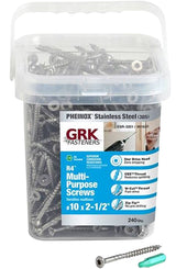 GRK Fasteners 61633 Framing and Decking Screw, #10 Thread, 2-1/2 in L, W-Cut Thread, Flat Head, Star Drive, 240 PK