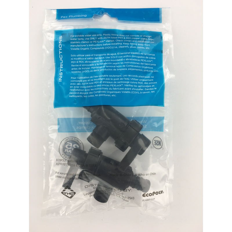 Flair-It Ecopoly 1/2 in. PEX Crimp X 3/8 in. Compression Plastic Quarter Turn Angle Stop Valve, Pack of 10
