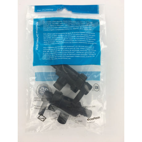 Flair-It Ecopoly 1/2 in. PEX Crimp X 3/8 in. Compression Plastic Quarter Turn Angle Stop Valve, Pack of 10
