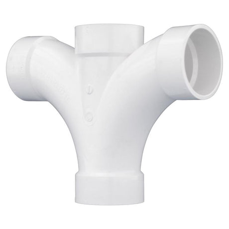 Charlotte Pipe Schedule 40 2 in. Hub X 2 in. D Hub PVC Reducing Double Fixture Fitting Tee 1 pk