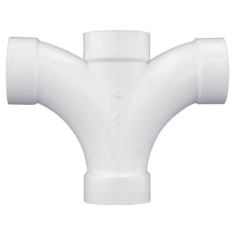 Charlotte Pipe Schedule 40 2 in. Hub X 2 in. D Hub PVC Reducing Double Fixture Fitting Tee 1 pk