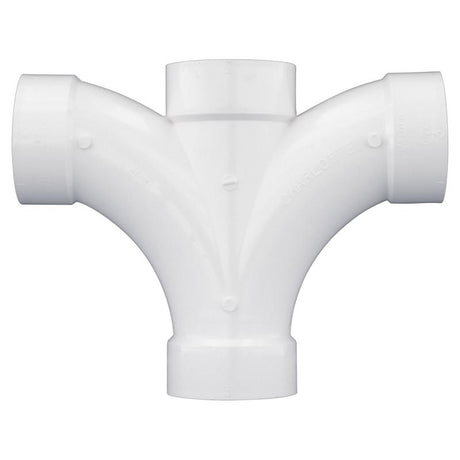 Charlotte Pipe Schedule 40 2 in. Hub X 2 in. D Hub PVC Reducing Double Fixture Fitting Tee 1 pk