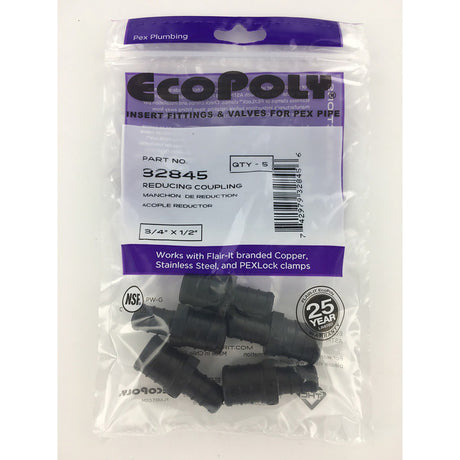 Flair-It Ecopoly 3/4 in. PEX Barb X 1/2 in. D PEX Plastic Reducing Coupling