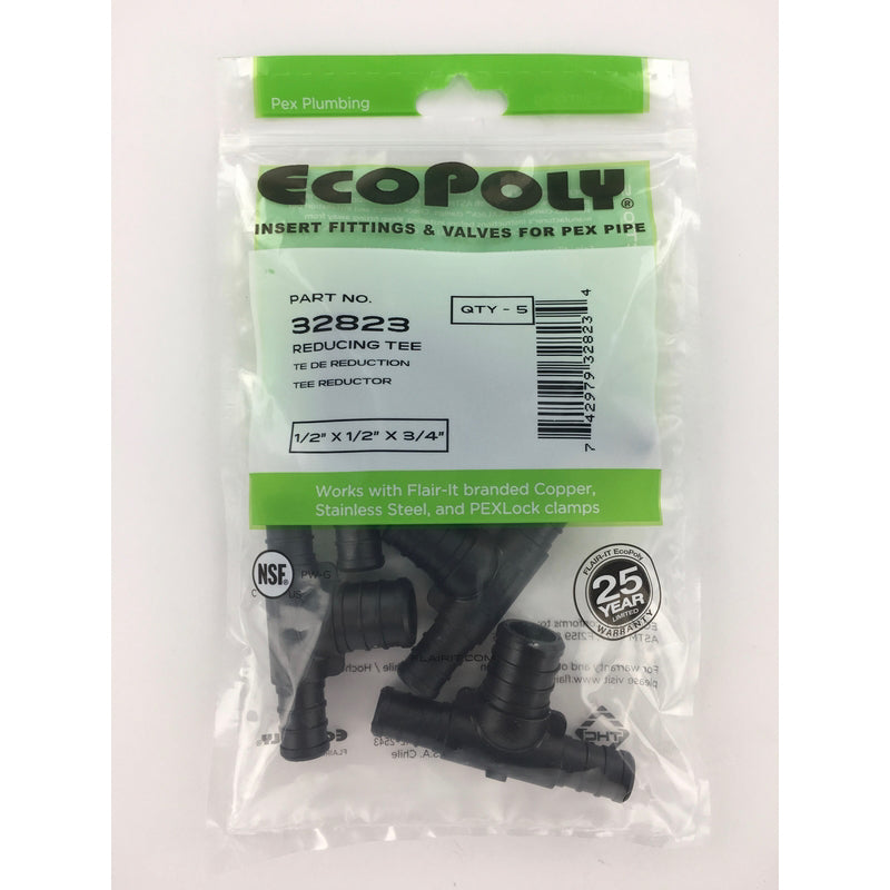 Flair-It Ecopoly 1/2 in. PEX Barb X 1/2 in. D PEX Plastic Reducing Tee