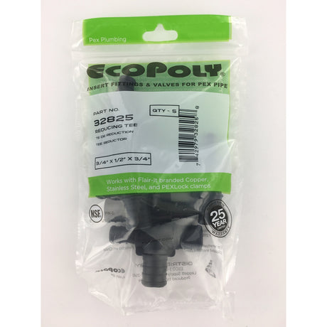 Flair-It Ecopoly 3/4 in. PEX Barb X 1/2 in. D PEX Plastic Reducing Tee