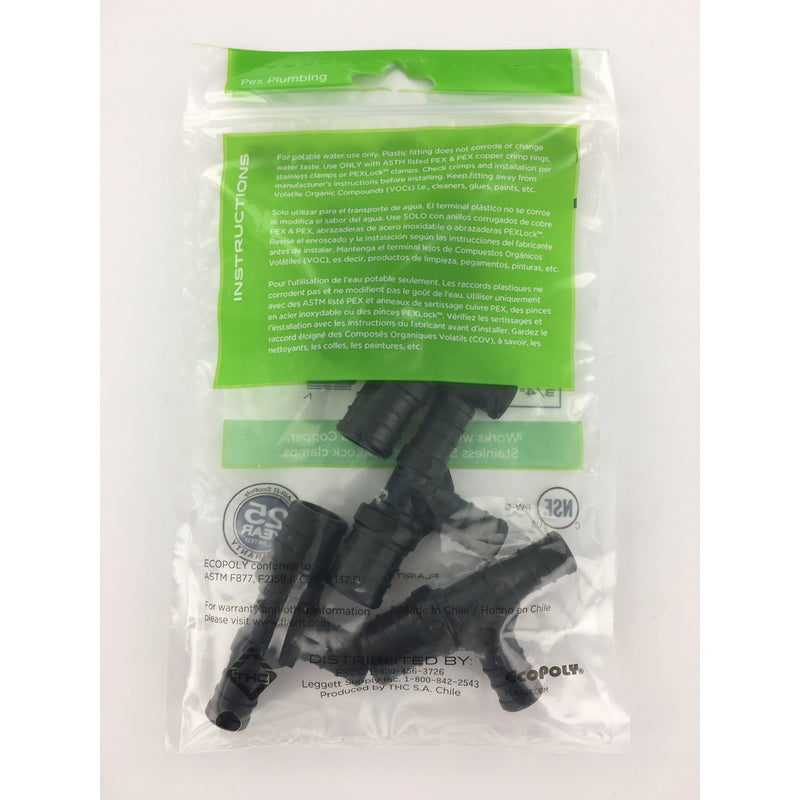 Flair-It Ecopoly 3/4 in. PEX Barb X 1/2 in. D PEX Plastic Reducing Tee
