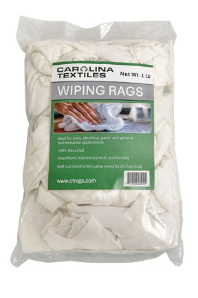 All Rags R701-1LB-BAG Recycled T-Shirt Knit Rag, 15 in L, 15 in W, Cotton, White