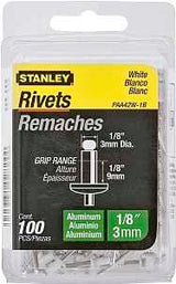 STANLEY PAA42W-1B Pop Rivet, Reusable, 1/8 in Grip, 1/8, 1-1/2 in L, Aluminum