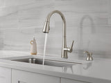 Delta Charmaine Series 19962Z-SSSD-DST Kitchen Faucet, 1.8 gpm, Metal, Stainless, Deck, 8 in Faucet Centers
