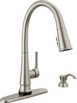 Delta Corwin 19856TZ-SPSD-DST Pull-Down Kitchen Faucet, 1.8 gpm, 1-Handle, 1, 3-Faucet Hole