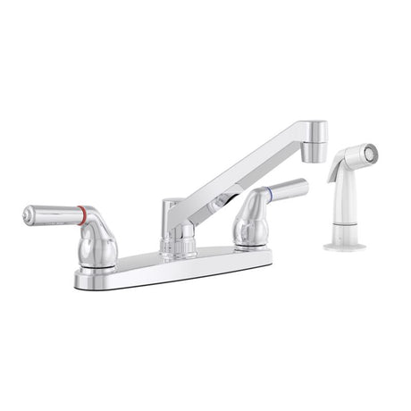 Home Plus Two Handle Chrome Kitchen Faucet Side Sprayer Included