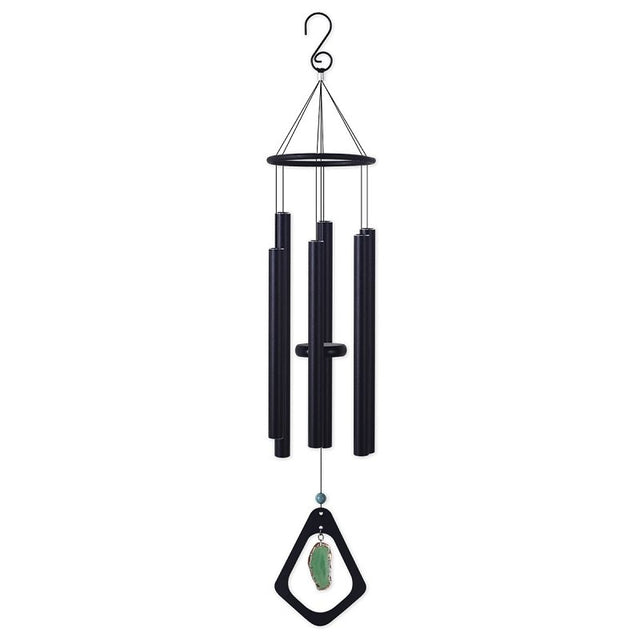 Sunset Vista Designs 93263 Wind Chime, Green Agate, Black