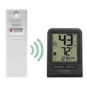 La Crosse 308-1409BT-CBP Wireless Thermometer, 2.63 in L x 1.35 in W x 3.67 in H Display, 32 to 122 deg F