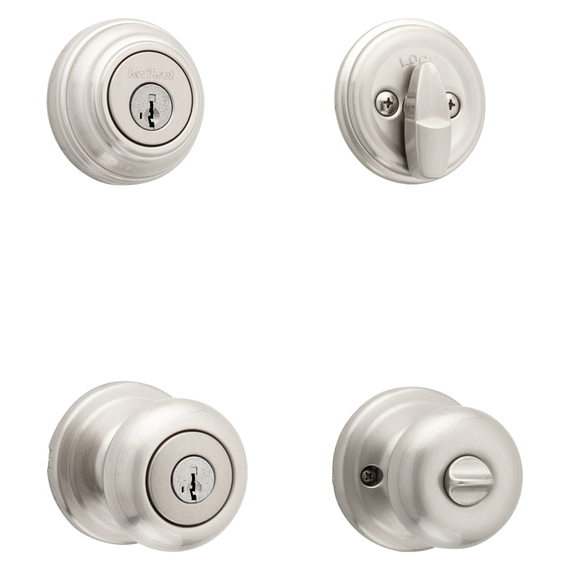 Kwikset Signature Series 991J 15 SMTCP Combination Lockset, Knob Handle, Juno Design, Satin Nickel, 2 Grade