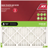 Ace 12 in. W X 20 in. H X 1 in. D Synthetic 8 MERV Pleated Air Filter 1 pk, Pack of 12