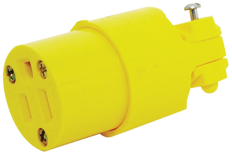 Eaton Wiring Devices 4887-BOX Electrical Connector, Straight Blade, 1/4 to 21/32 in, 2-Pole, 15 A, 125 V, Yellow