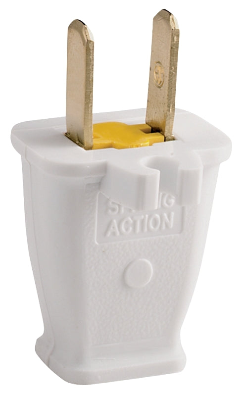 Eaton Wiring Devices SA940W Electrical Plug, Polarized, Spring Action, 21/64 in, 2-Pole, 15 A, 125 V, White