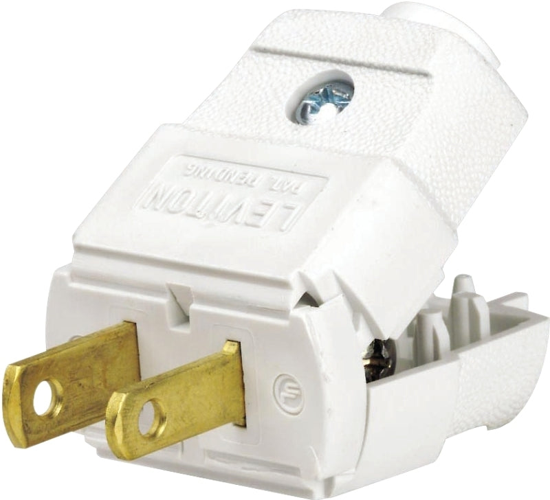Leviton C22-00101-0WP Electrical Plug, Polarized, 2-Pole, 15 A, 125 V, NEMA: NEMA 1-15P, White