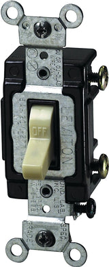 Leviton C21-05501-LHI Series Toggle Switch, Ivory, 15 A, 120 V, Thermoplastic Housing Material