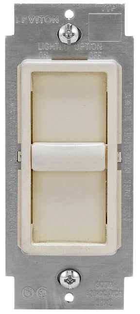 Leviton C28-06672-1LT Slide Dimmer, 120 A, 150 W, CFL, Halogen, Incandescent, LED Lamp, Light Almond