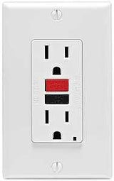 Leviton C12-GFNT1-RNW GFCI Duplex Receptacle, Polycarbonate, White, 2-Pole, 15 A, 125 V, Back, Side Wiring