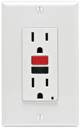 Leviton C12-GFNT1-RNW GFCI Duplex Receptacle, Polycarbonate, White, 2-Pole, 15 A, 125 V, Back, Side Wiring