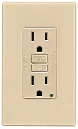 Leviton C31-GFNT1-0PI GFCI Duplex Receptacle, Polycarbonate, Ivory, 2-Pole, 15 A, 125 V, Back, Side Wiring, 3-Wire