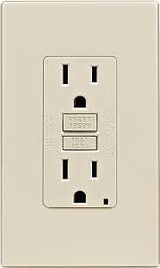 Leviton C36-GFNT1-0PT GFCI Duplex Receptacle, Polycarbonate, Light Almond, 2-Pole, 15 A, 125 V, Back, Side Wiring, 60 Hz