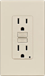 Leviton C36-GFNT1-0PT GFCI Duplex Receptacle, Polycarbonate, Light Almond, 2-Pole, 15 A, 125 V, Back, Side Wiring, 60 Hz
