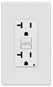Leviton C32-GFNT2-0PW GFCI Duplex Receptacle, Polycarbonate, White, 2-Pole, 20 A, 125 V, 60 Hz