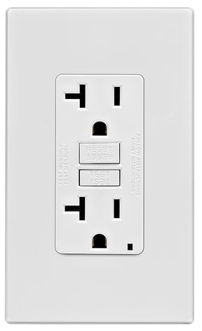 Leviton C32-GFNT2-0PW GFCI Duplex Receptacle, Polycarbonate, White, 2-Pole, 20 A, 125 V, 60 Hz