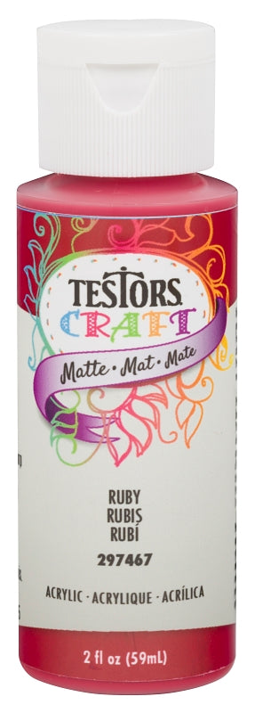 Testors 297467 Acrylic Craft Paint, Matte, Ruby, 2 oz, Bottle