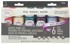 Testors 297582 Craft Paint Set, Assorted, 2 oz Bottle, Includes: Coral Cove, French Vanilla, Color Paint, 6/PK