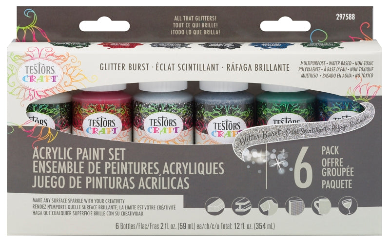 Testors 297588 Craft Paint Set, Assorted, 2 oz, Bottle, 6/PK