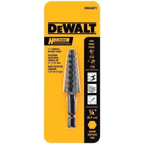 DeWalt HP 1/2 in. D Steel Rotary Rasp Conical 1 pk