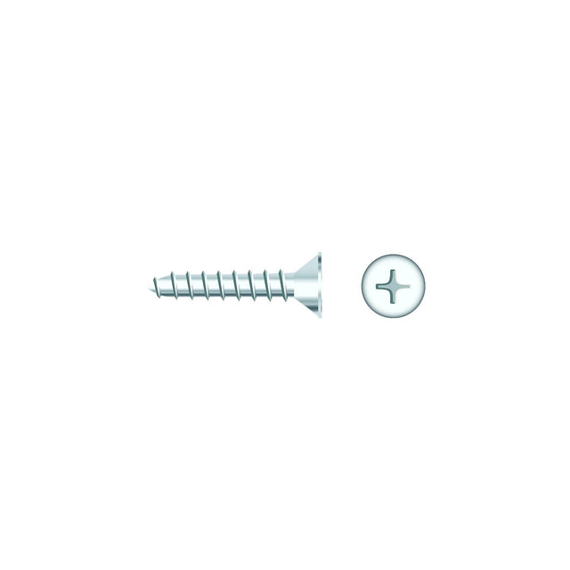 Seachoice 01784 Chrome Plated SS Phillips Tapping Screw - Flat Head, #6 x 1/2"